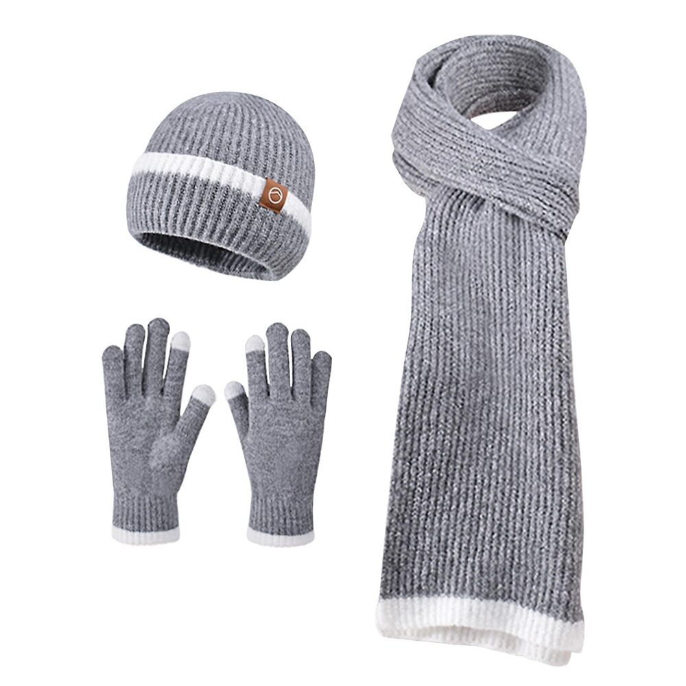 9389 Beanie Hats Beanie Hats Scarf Touchscreen Gloves Set Warm Knit Thick